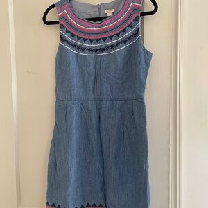 Woman Denim Dress with Pink Accents